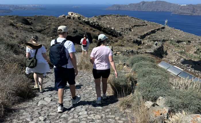 Enjoying the view while on a Santorini hike with Santorini Local Guides caldera hike santorini