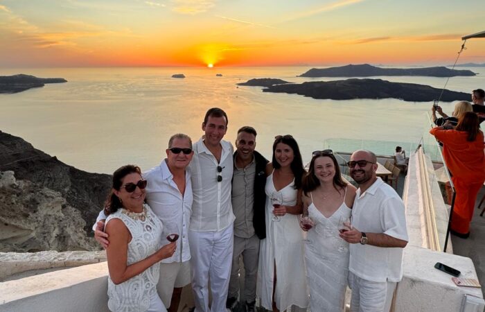 Scenic island tour in Santorini, showcasing stunning caldera views, traditional villages, and iconic landmarks