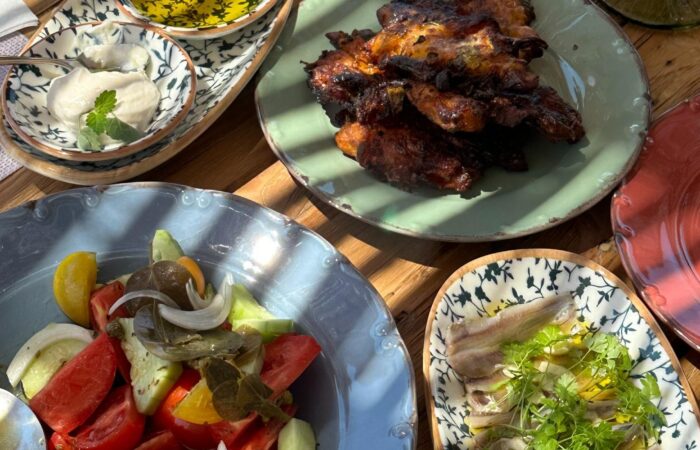 Traditional greek food with the best ingredients in our farm tour in Santorini