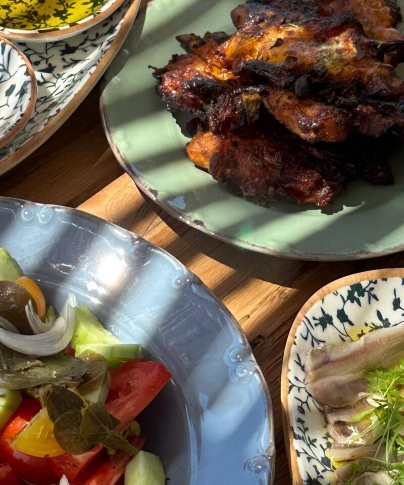 Traditional greek food with the best ingredients in our farm tour in Santorini